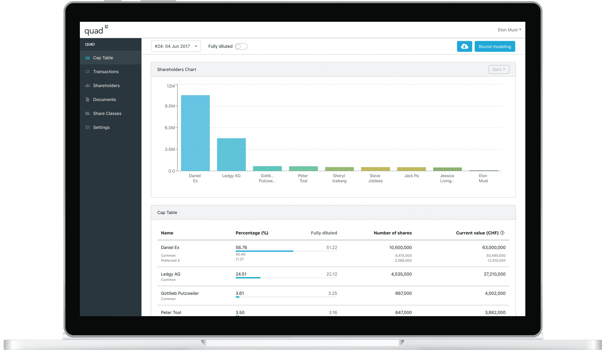 Screenshot of the quadblock app